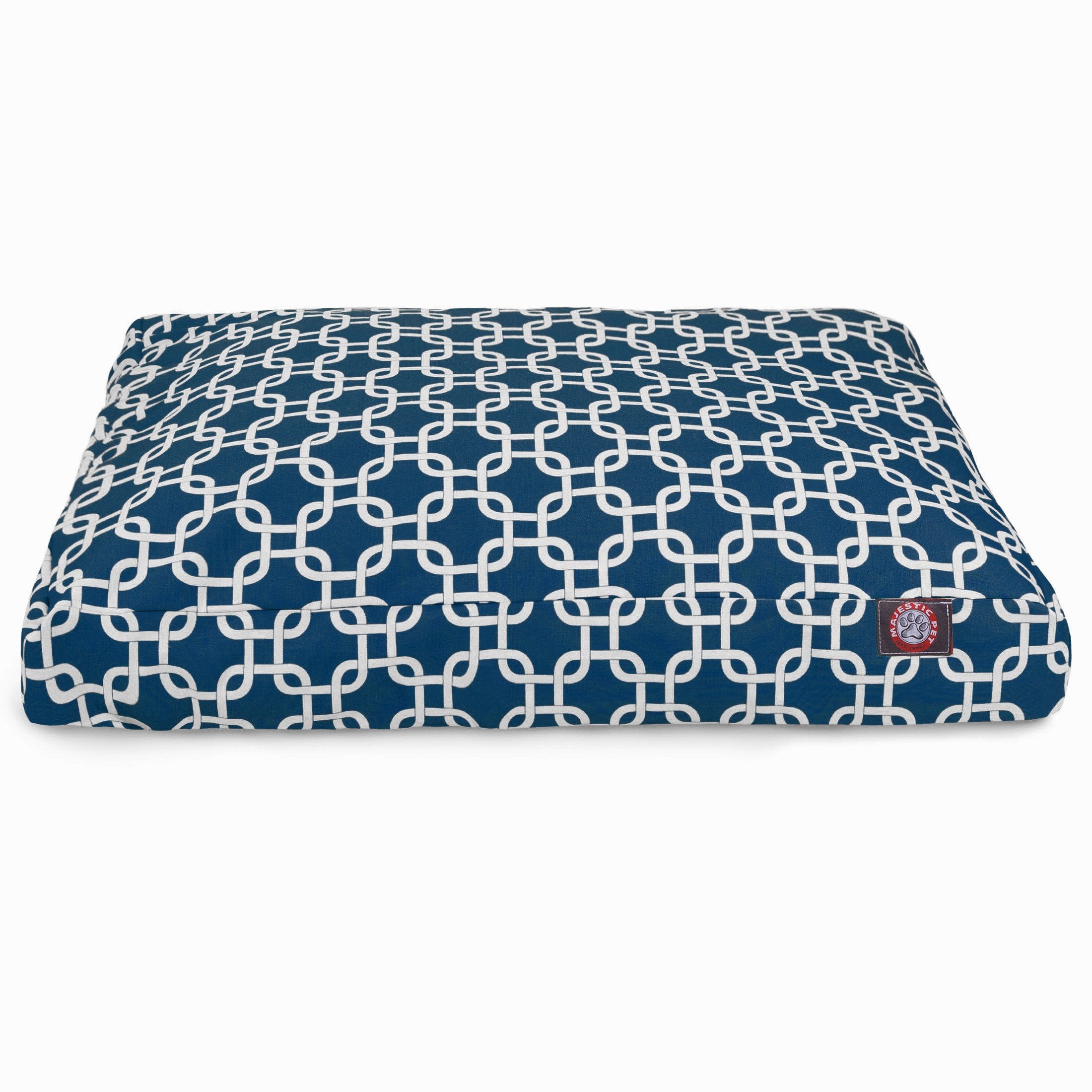 Navy Blue Links Small Rectangle Indoor Outdoor Pet Dog Bed With Removable Washable Cover By Majestic Pet Products